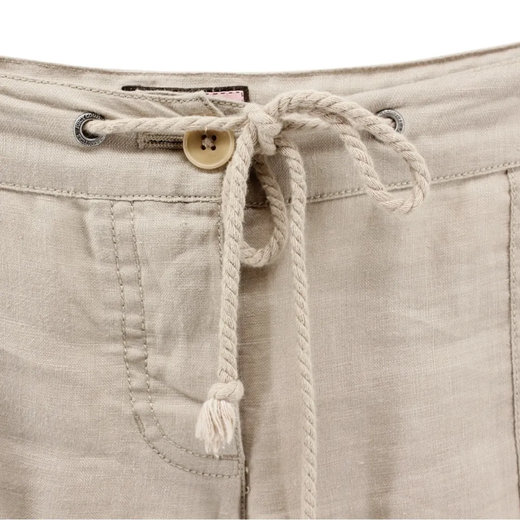 Y2K Juicy Couture Tan 100% Linen Pants Coastal Resort Travel Capsule S - Image 4