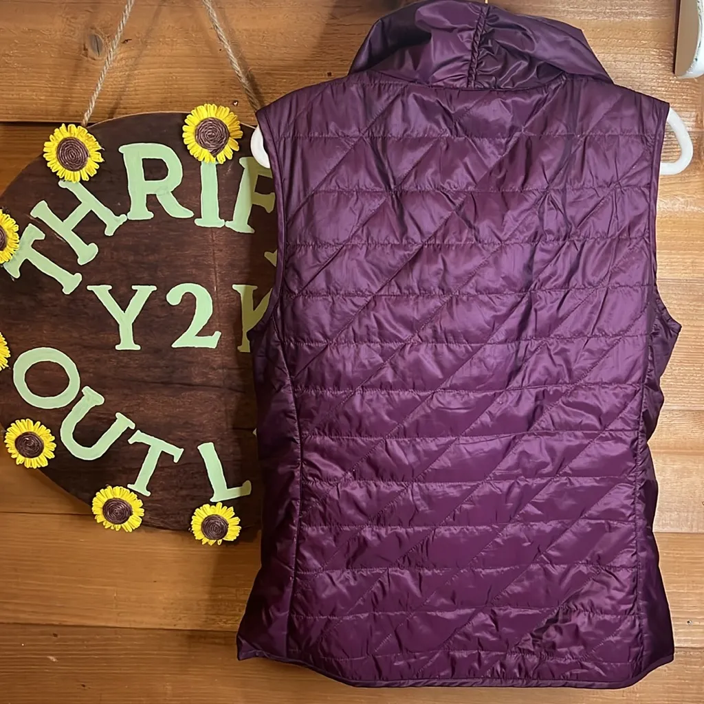 Toad & Co Airvoyant Diamond Vest Purple Plum Quilted Pocket Button Lightweight L Size L - Image 5