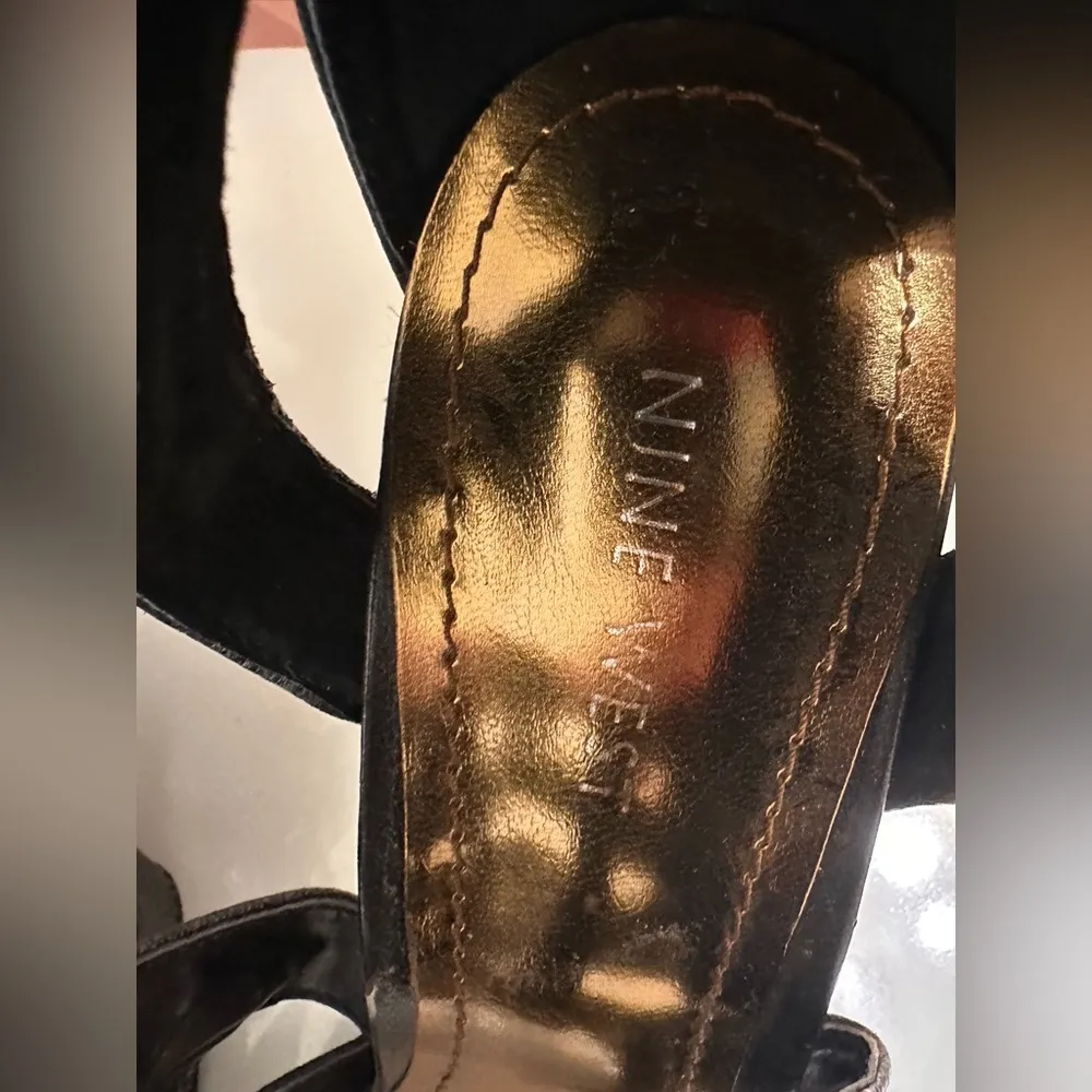 Nine West Black Strappy Studded Open Toe Heels Badgley 8.5 - Image 8