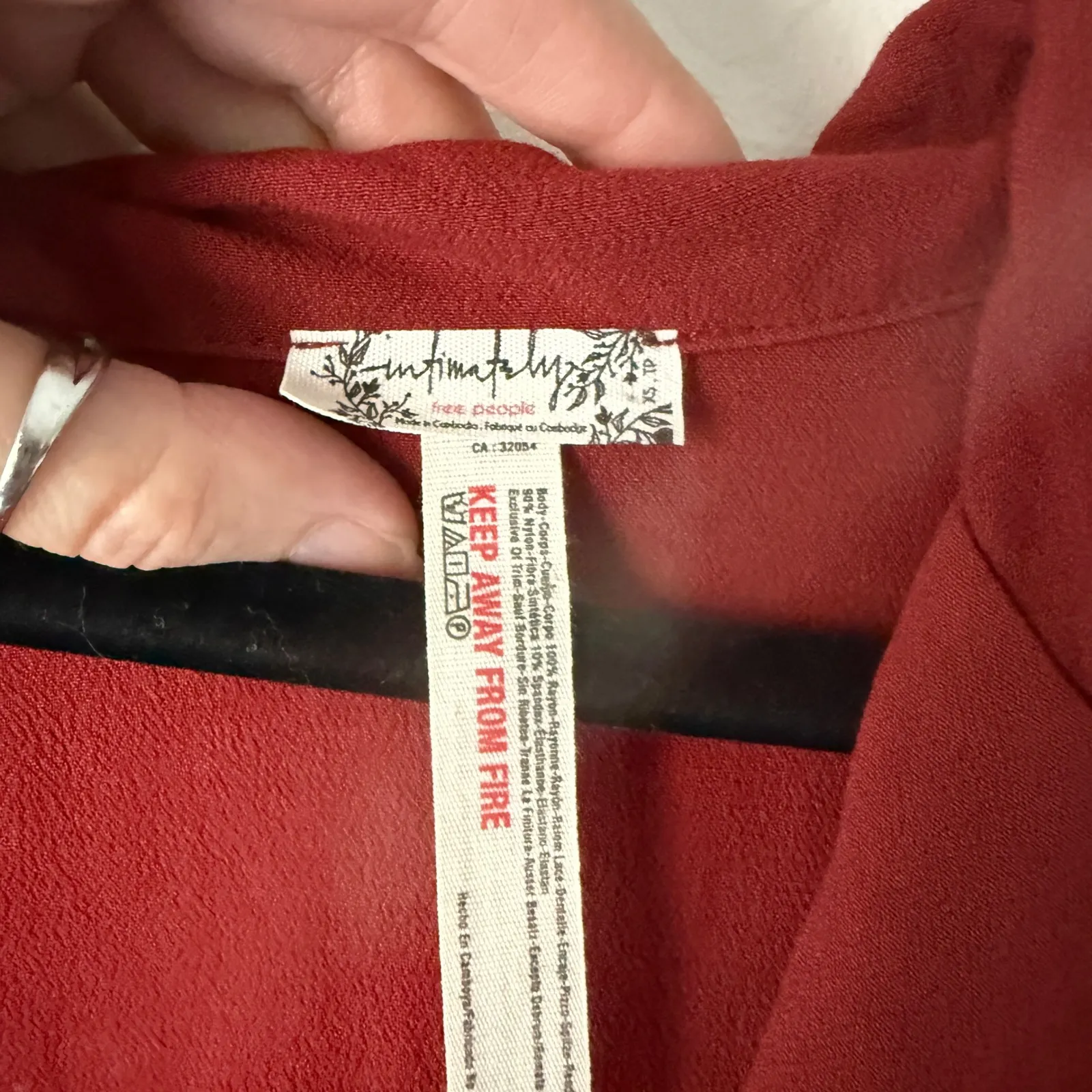 Intimately Free People Red Lace Plunging Neckline Bodysuit XS Festival Boho - Image 8