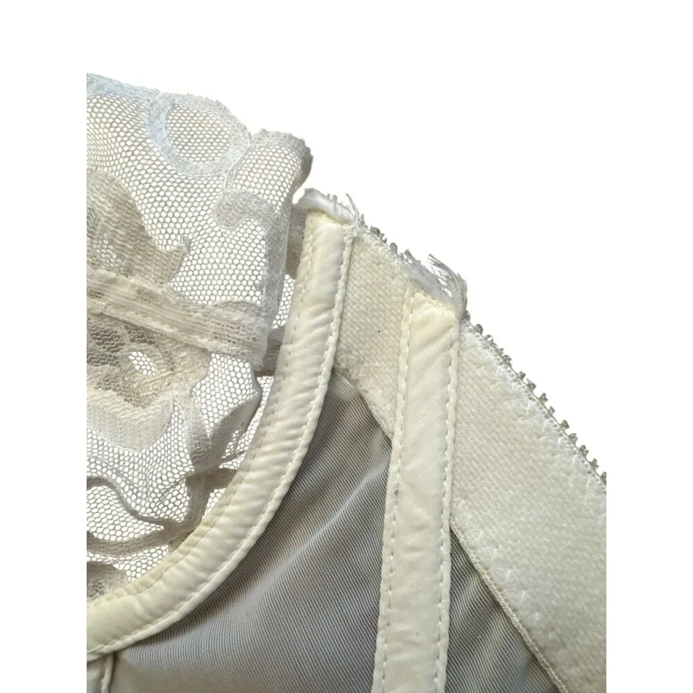34C Corset Bustier Bra White Lace Sheer Underwire Vintage - Image 6