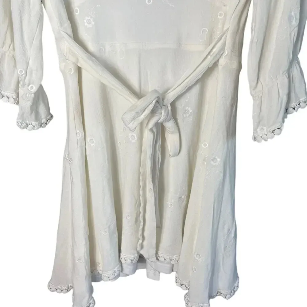Lulu’s Size Large Mini Dress In the Meadow White Embroidered Backless - Image 6