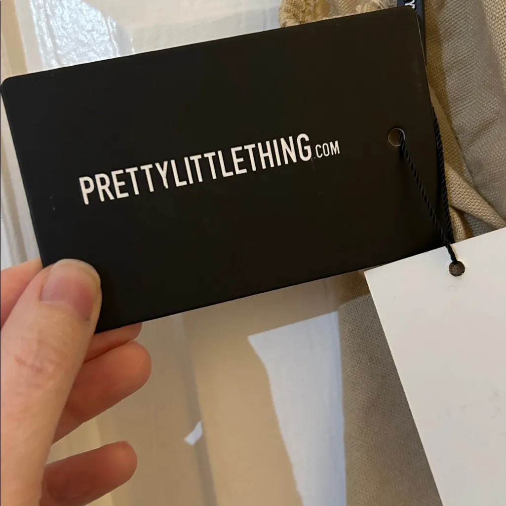 NWT PrettyLittleThing Beige Asymmetrical dress - Image 2