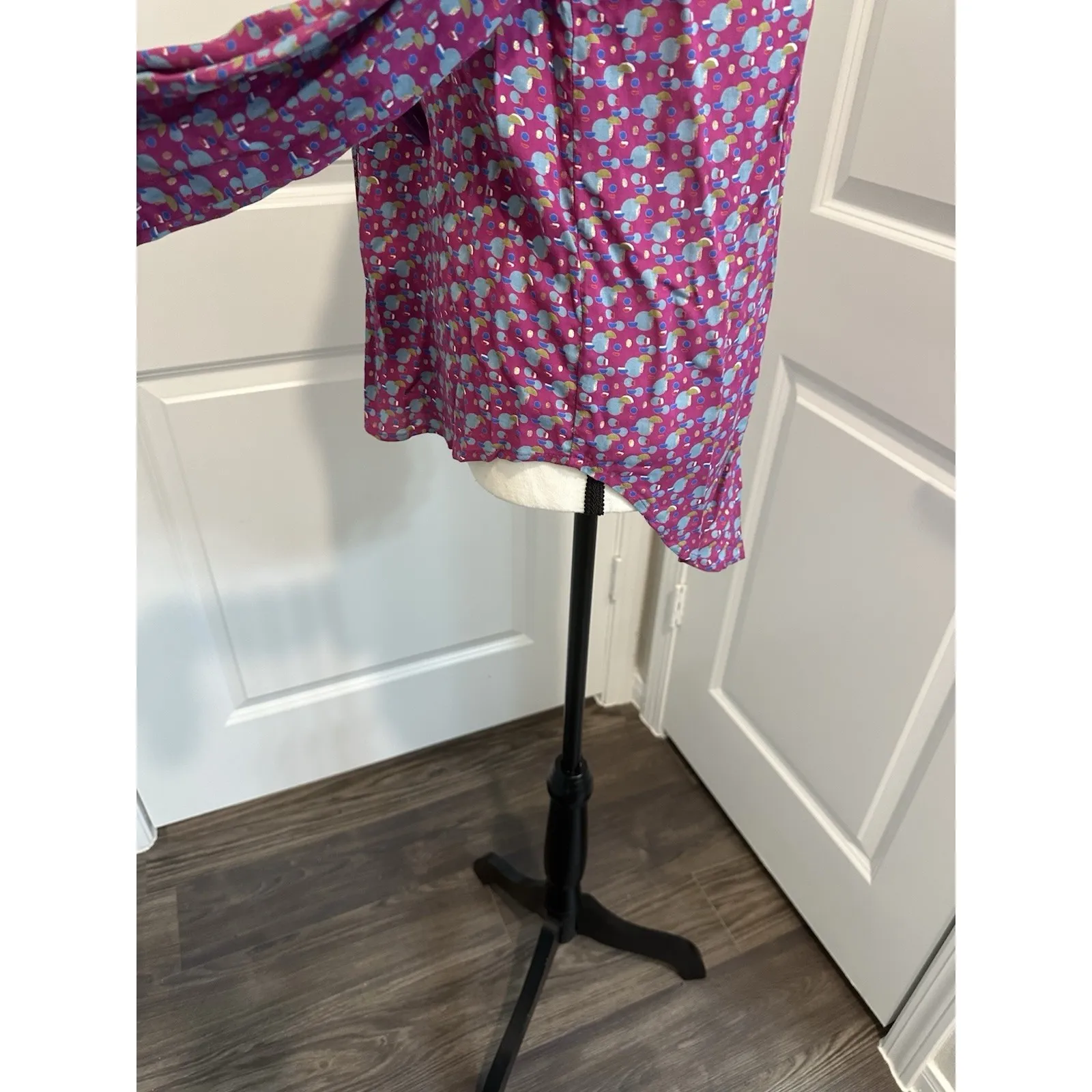 Maeve Anthropologie Calico Button Down Top Purple Blue Gold Print Sz 4 Ditzy Dot - Image 5