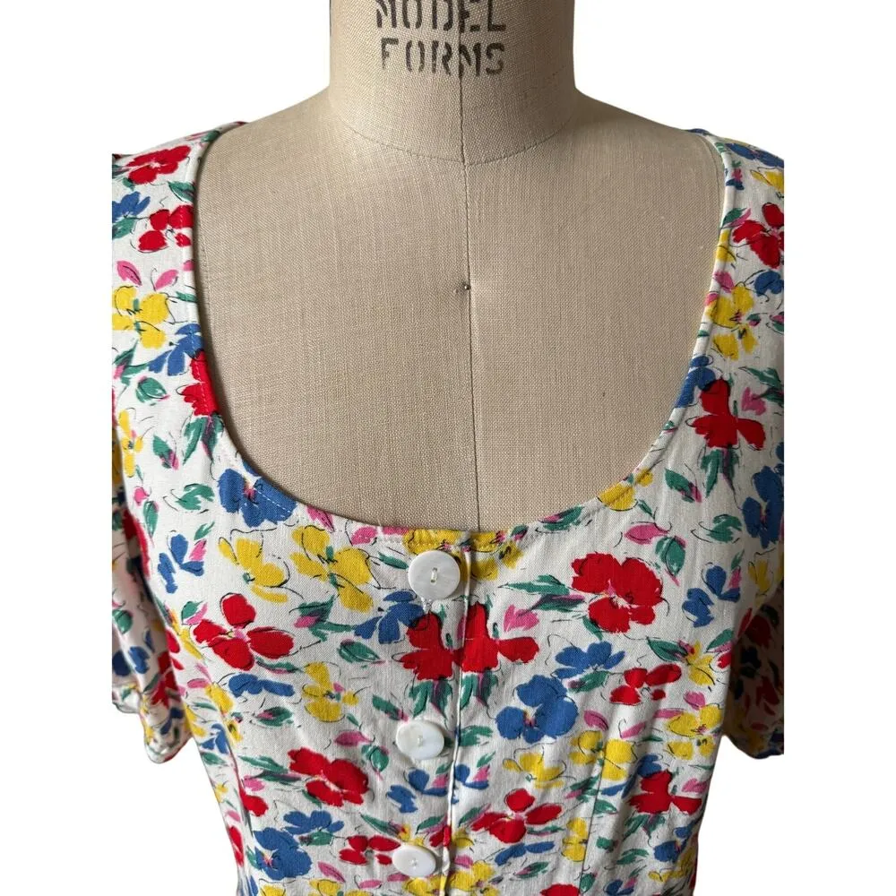 NWT Rixo x Target Floral Linen Blend Puff Sleeve Minidress Size 14 - Image 4