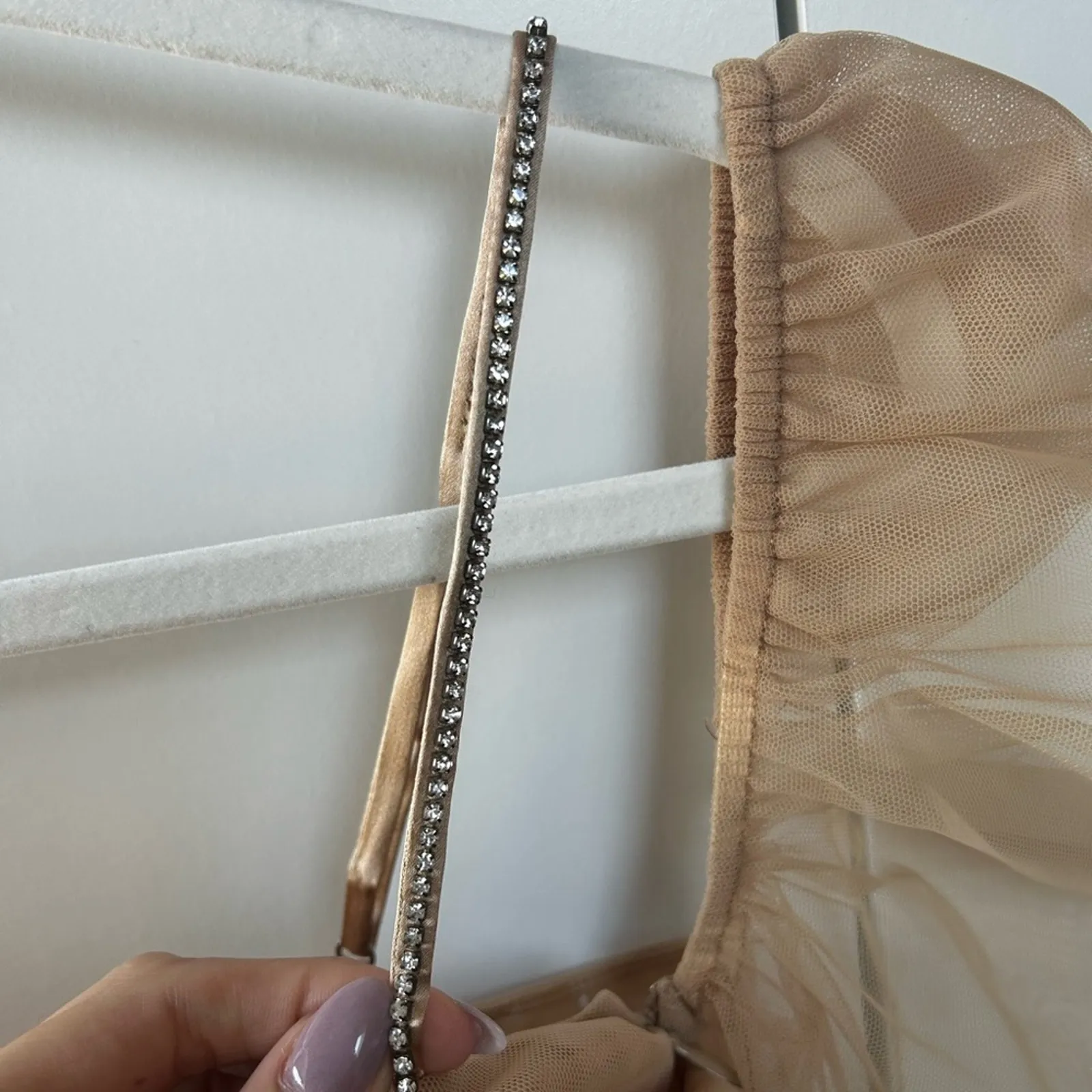 The Bar Jean Dress in Champagne Size 2 Tulle Rhinestones Bachelorette Party - Image 7