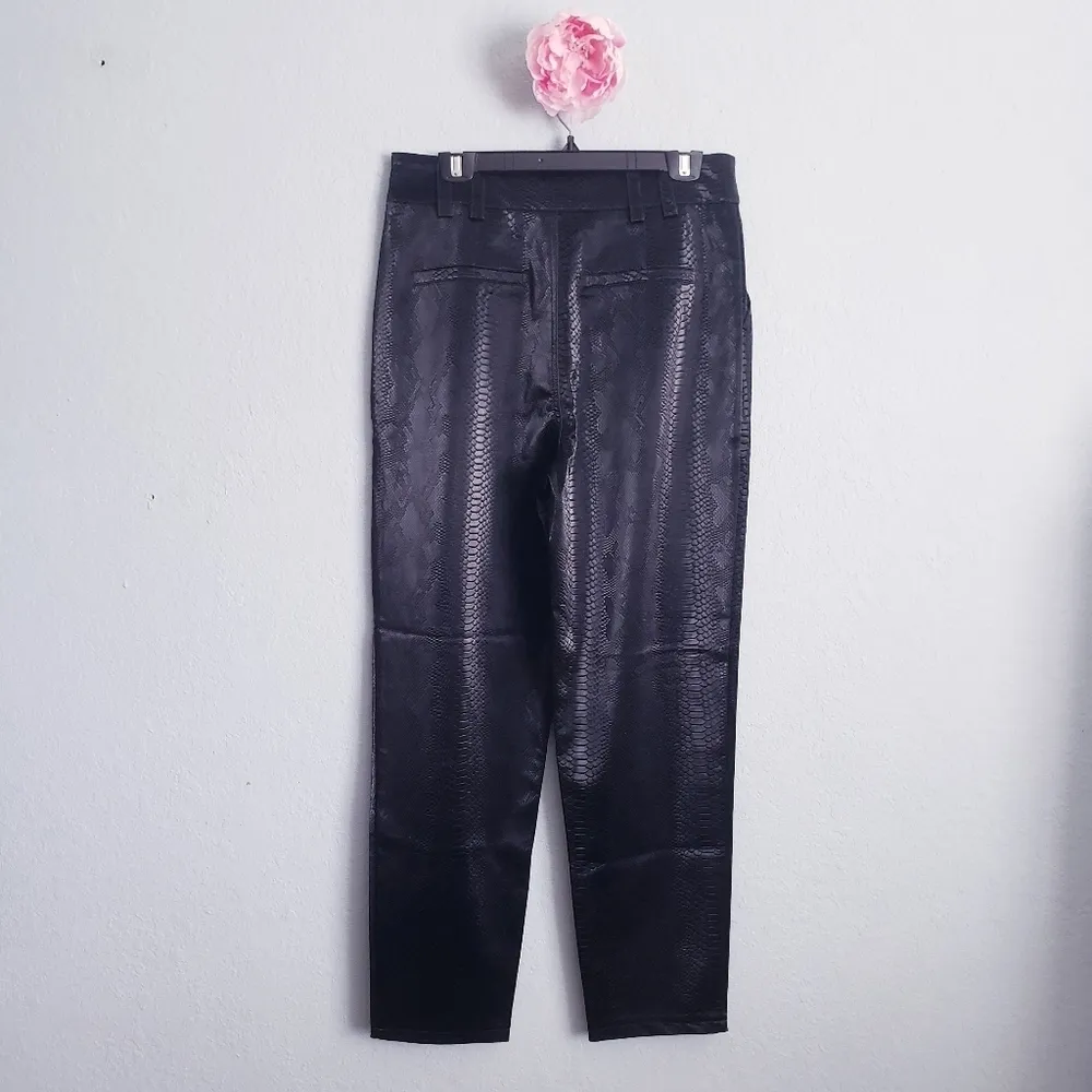Topshop Faux Black Leather Snake Print Pants - Image 6