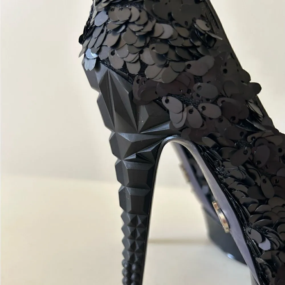 Rachel Rachel Roy Black Keedan Sequin Platform Heels Shoes Size 6 - Image 5