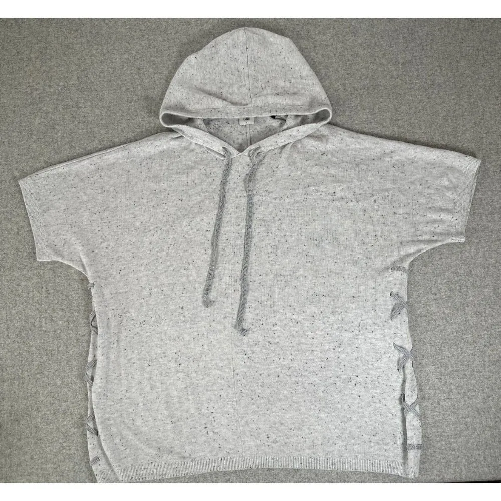 Cabi Small Womens Sweater Hooded Oversized Gray Long Dolman Short Sleeve - Image 4