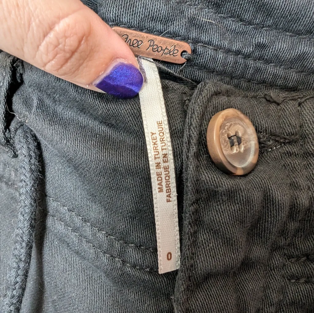 NWOT FREE PEOPLE Cotton High Rise Split Front Skirt W0 Black - Image 3