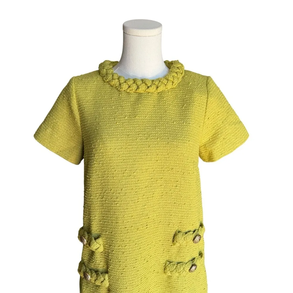 TUCKERNUCK - NWT Chartreuse Tweed Jackie O Classic Vintage Dress Sz S - Image 3
