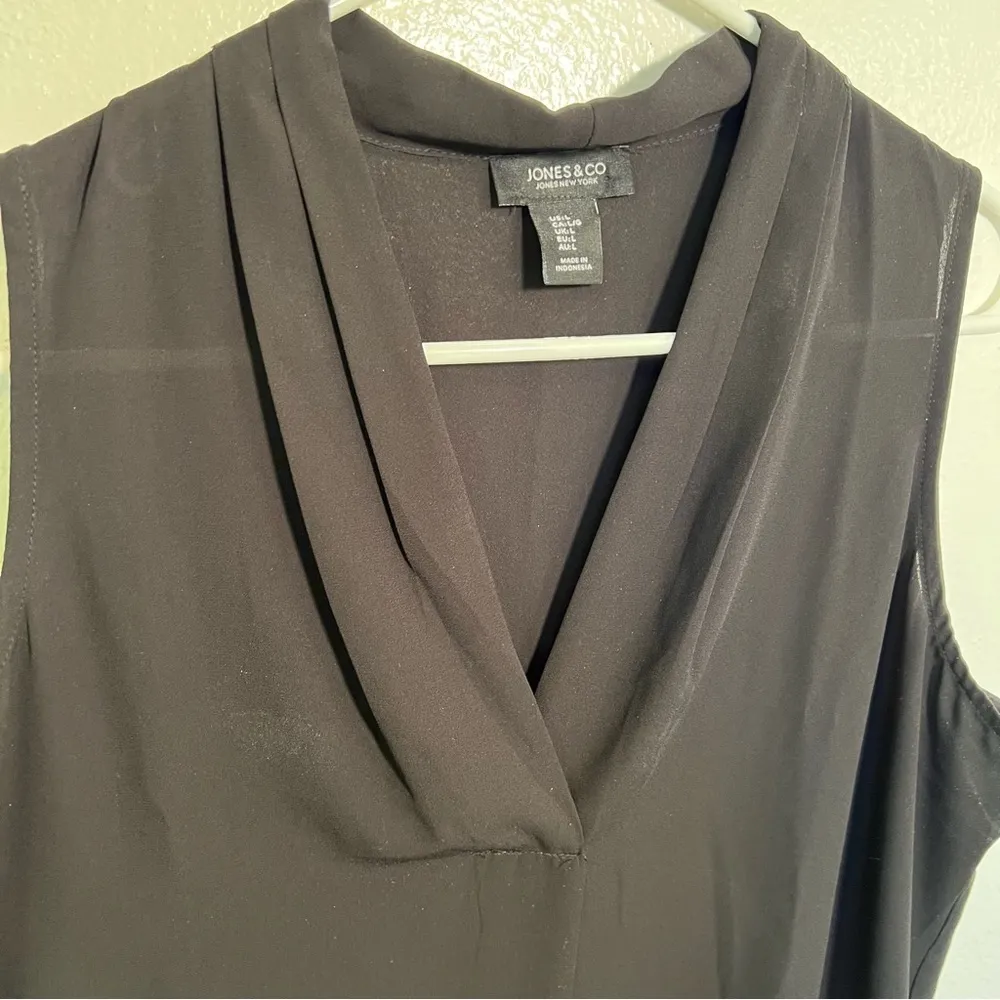 Jones & Co Jones New York Sleeveless Crepe Blouse Black L - Image 6