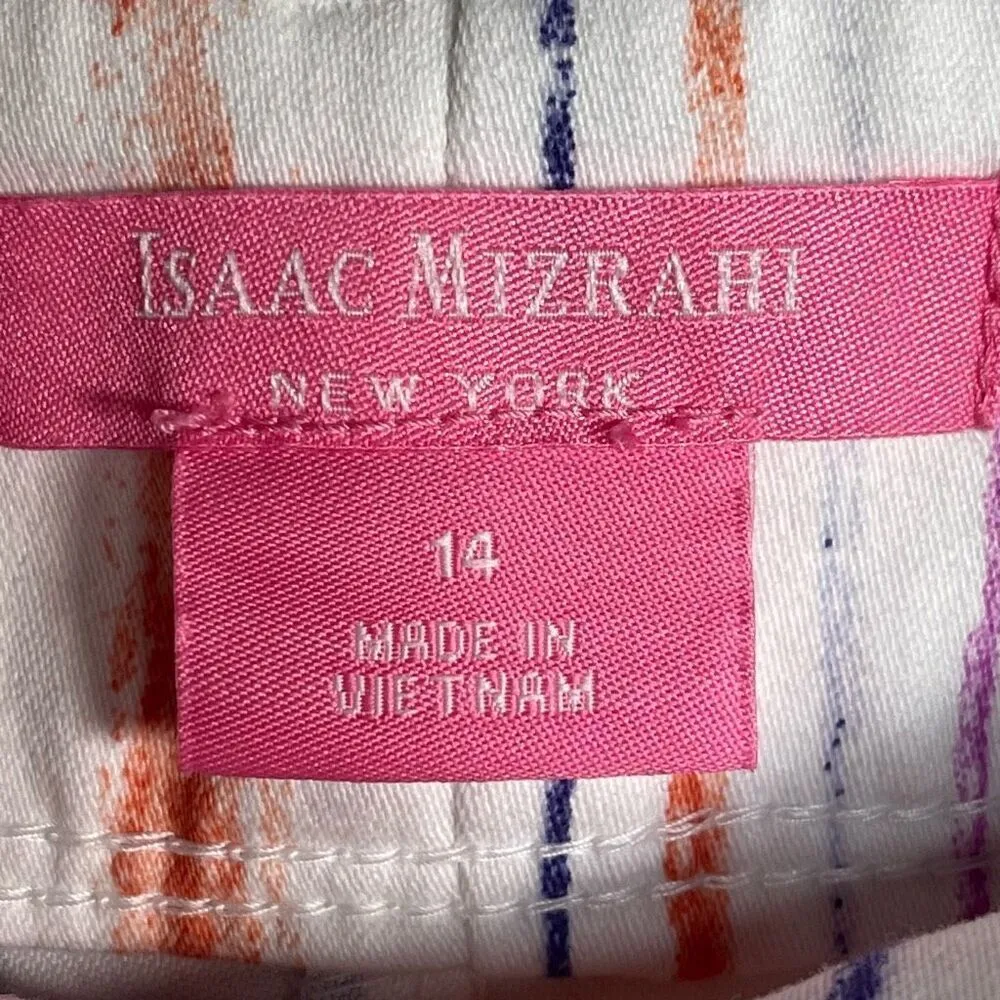 Isaac Mizrahi Sz 14 Chino Shorts Longer Inseam Watercolor Candy Stripes - Image 5