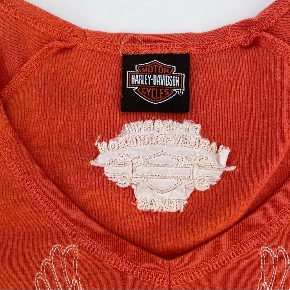 Harley Davidson women’s orange‎ Eagle shirt FT Worth Texas small Orange - Image 2