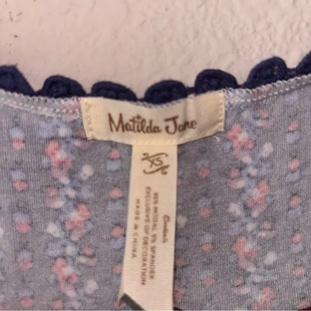 Matilda Jane Beyond the Horizon Tank Blue Floral Boho Country Chic, size XS - Image 3