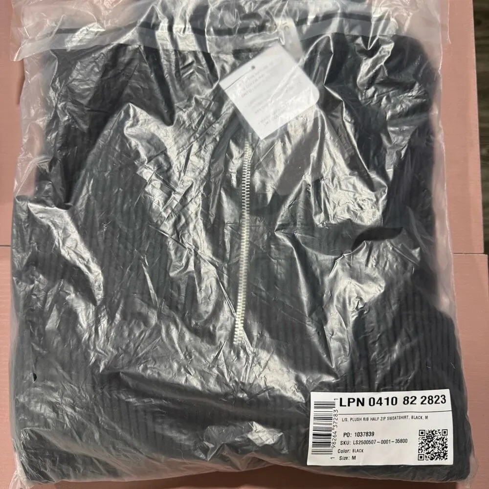 Fabletics New Plush Rib Half Zip Sweatshirt Black - Image 3