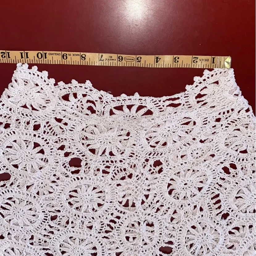 Womens Beige Crochet Poncho Cape Boho Hippie Festival Coachella fairycore osfm Size undefined - Image 5