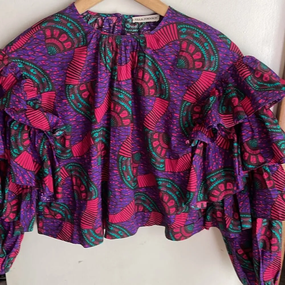 Ulla Johnson Tulia Printed Cotton Top In Purple - Image 8