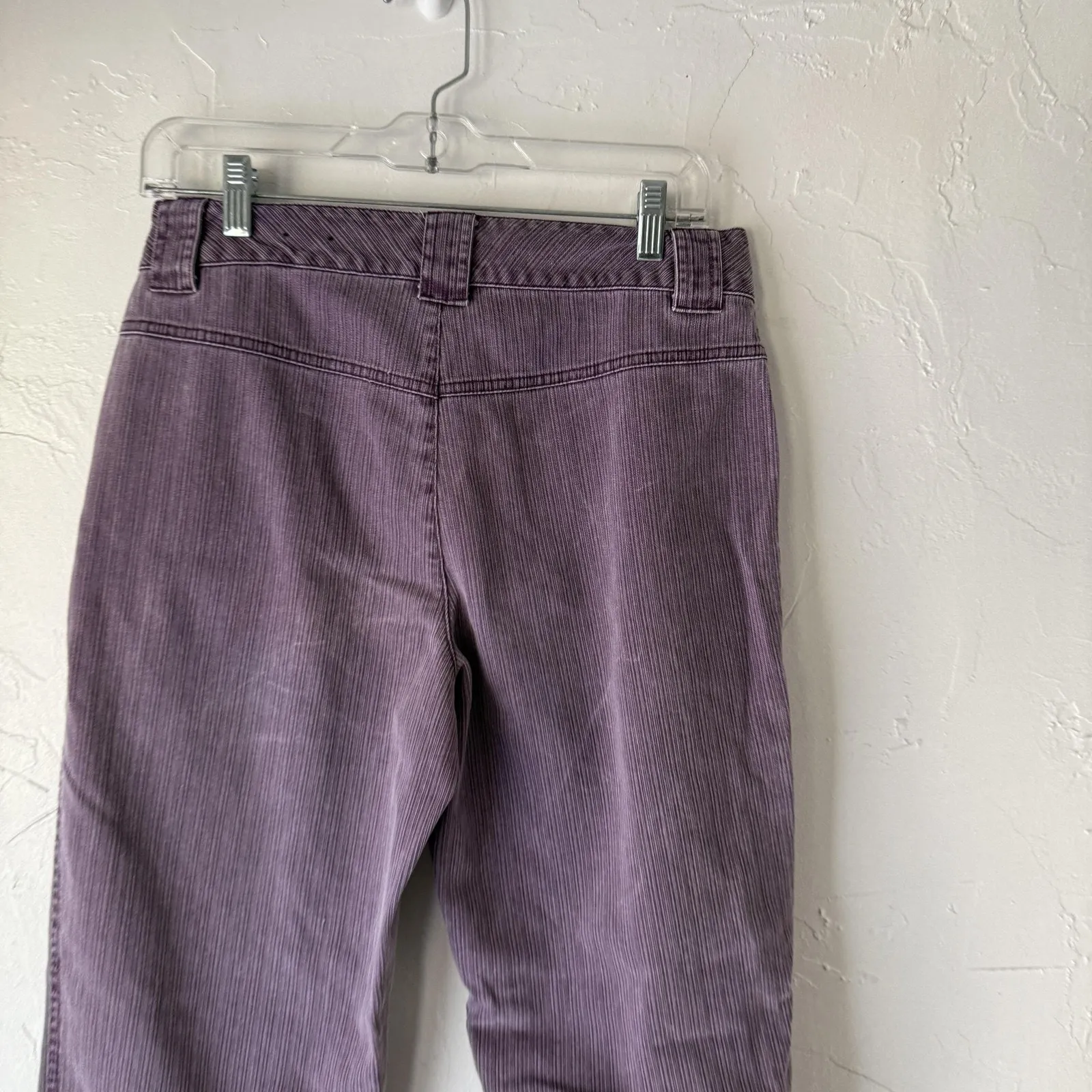 St Johns Bay Pants Vintage 8 Purple Wide Leg High Rise Cotton Utility Pockets‎ - Image 8