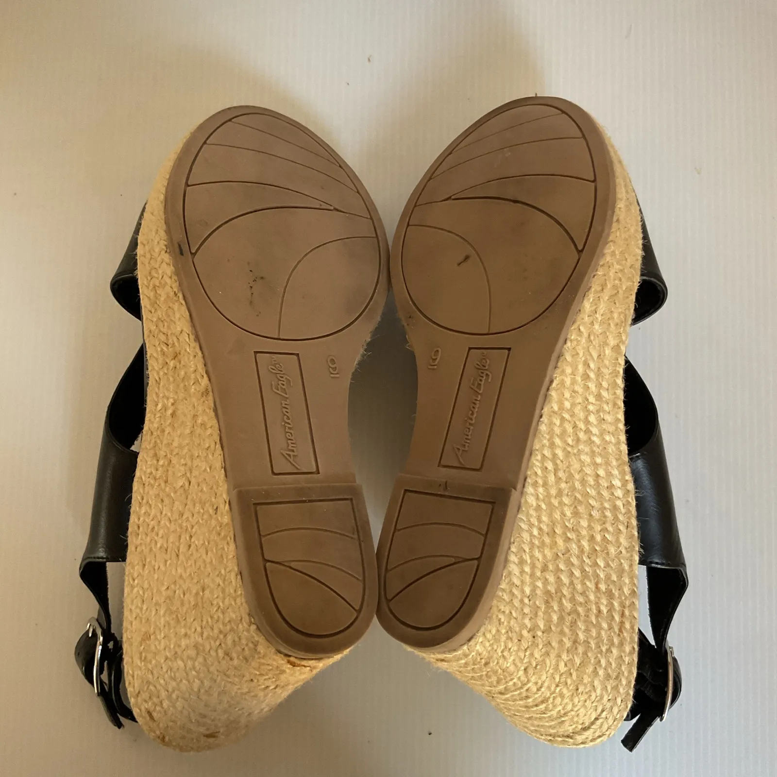 American Eagle Espadrille Platform Shoes Women’s Black Wedge Sandals Size 9 - Image 10