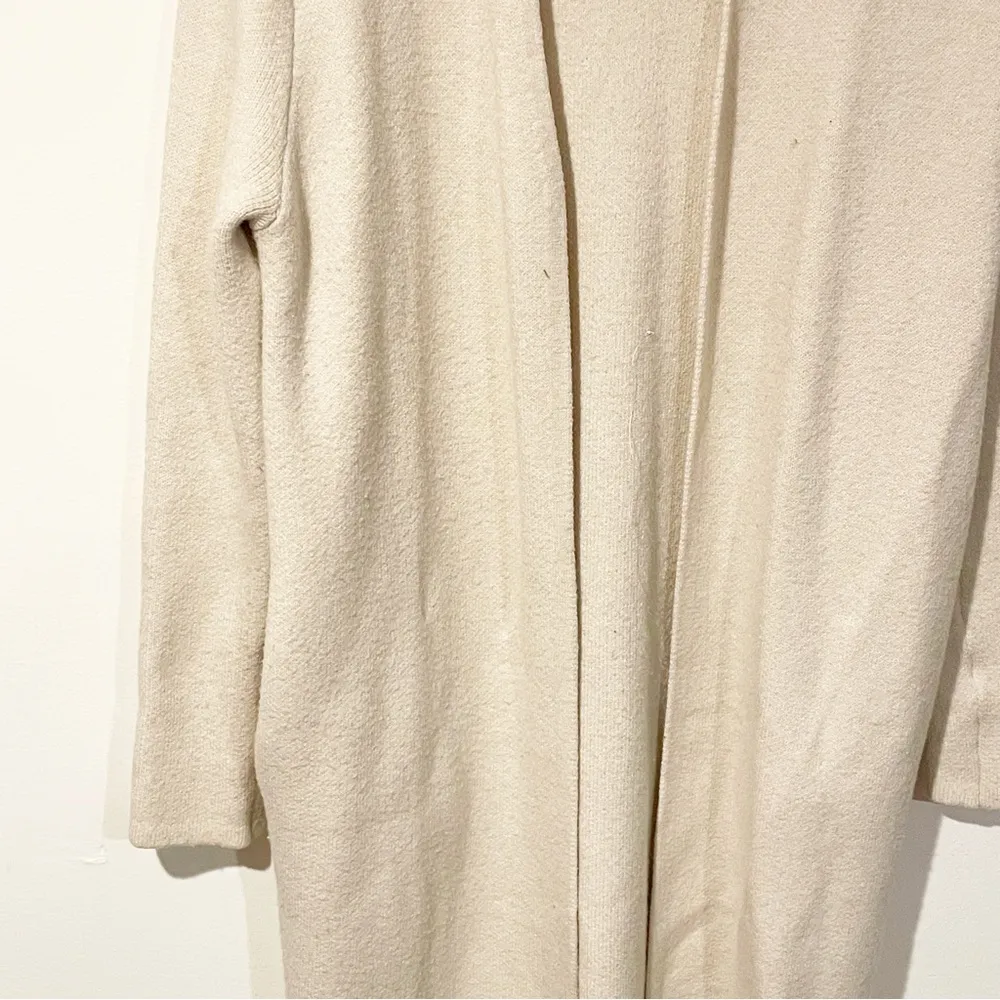 Magaschoni Medium Open Front Long Cardigan Sweater Duster Biege Pockets - Image 2