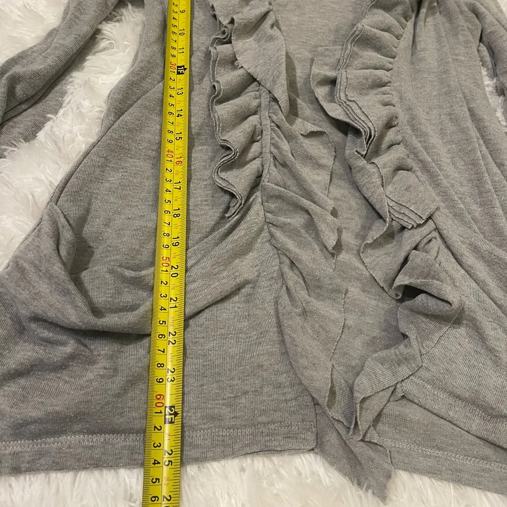 Gray ruffled open front cardigan sweater Moa Moa woman’s large - Image 3
