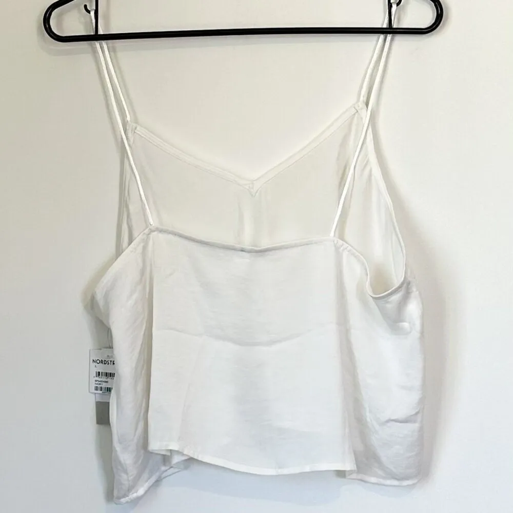 NWT BP Crop White Satin V-Neck Spaghetti Strap Camisole Tank Top - Large - Image 4