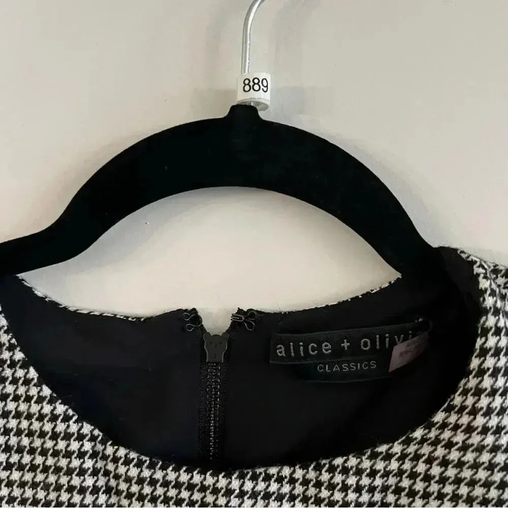 Alice + Olivia Delora Houndstooth Classic Mini Dress - Image 6