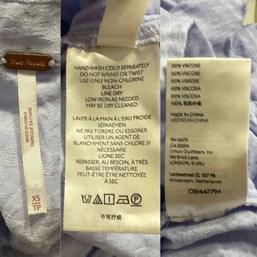 Periwinkle Blue Bianca Leopard Button Up Shirt XS - Image 4