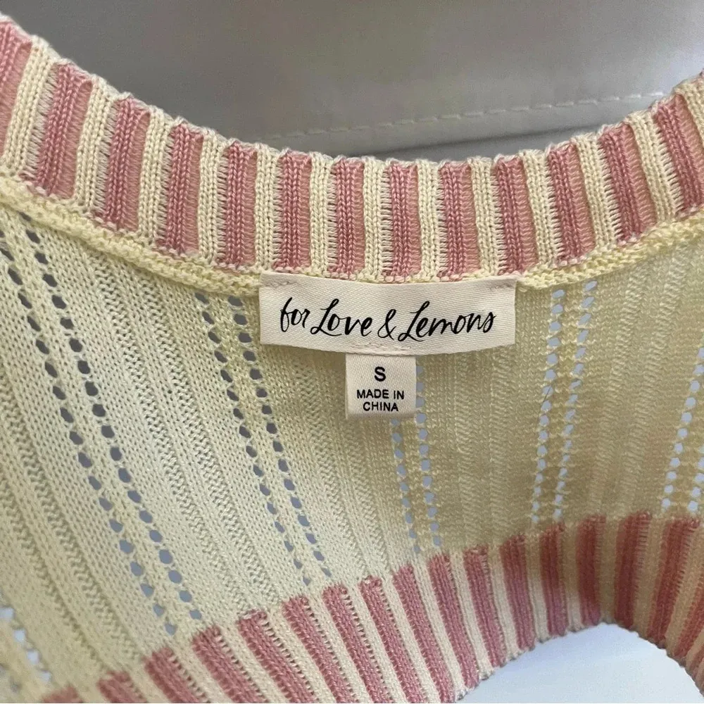 For Love & Lemons Rhea Pointelle Knit Crop Tank in Buttercup - Image 5