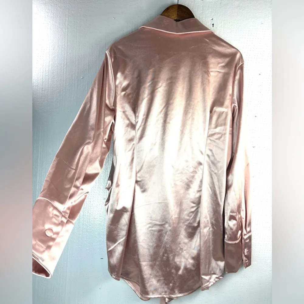 SHEIN 2X Pastel Pink Pearl Satin Celebrity Top with Silky Finish Top - Image 2