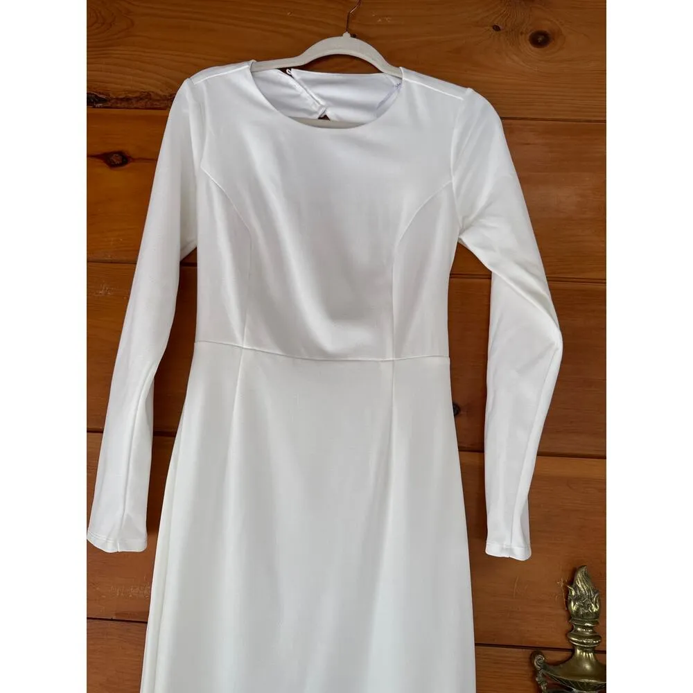 Lulus Eloquent Endearment White Long Sleeve Backless Maxi Dress Bridal Wedding M - Image 6