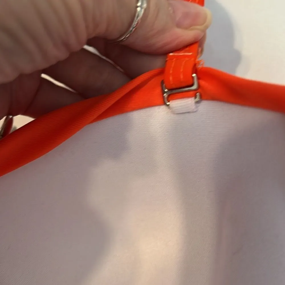 NWOT szL orange bikini structured cups removable halter straps bottom side rings Size L - Image 9