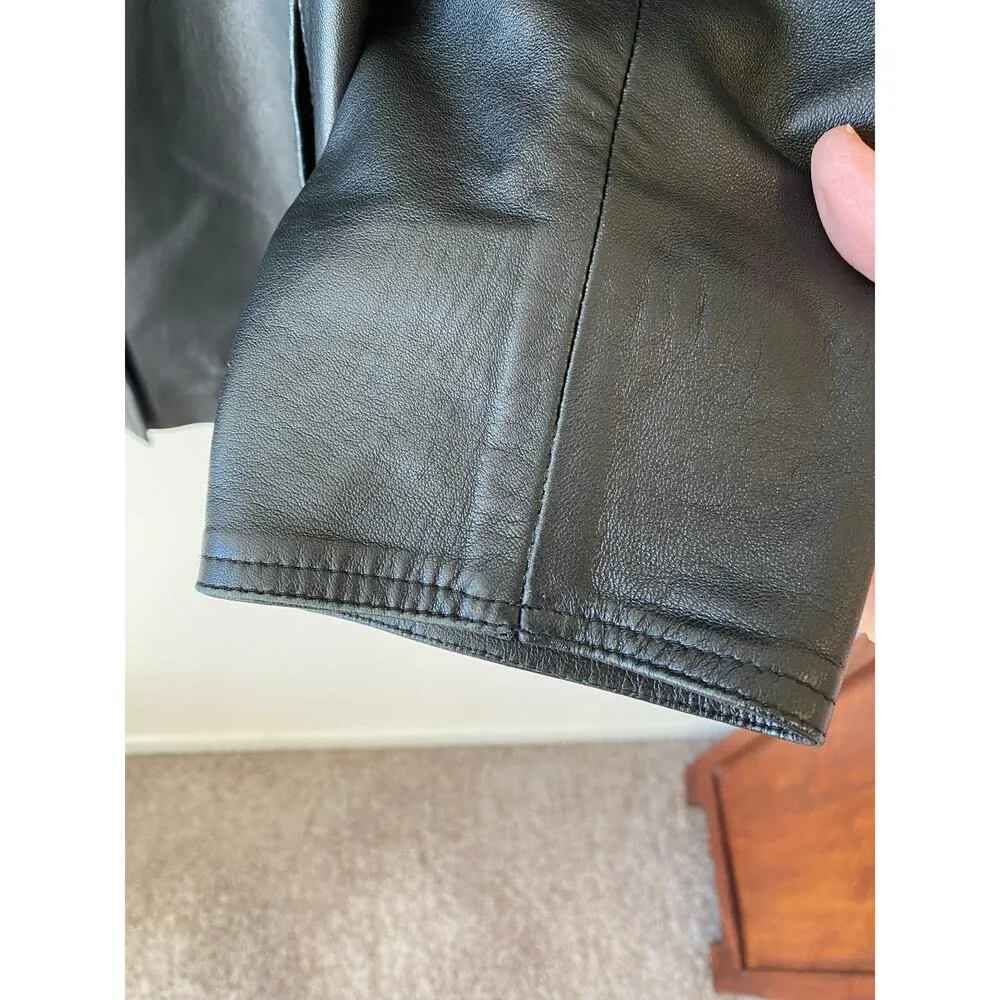 Italian Parri's Black Leather Jacket Women’s Size 48 Size L - Image 4