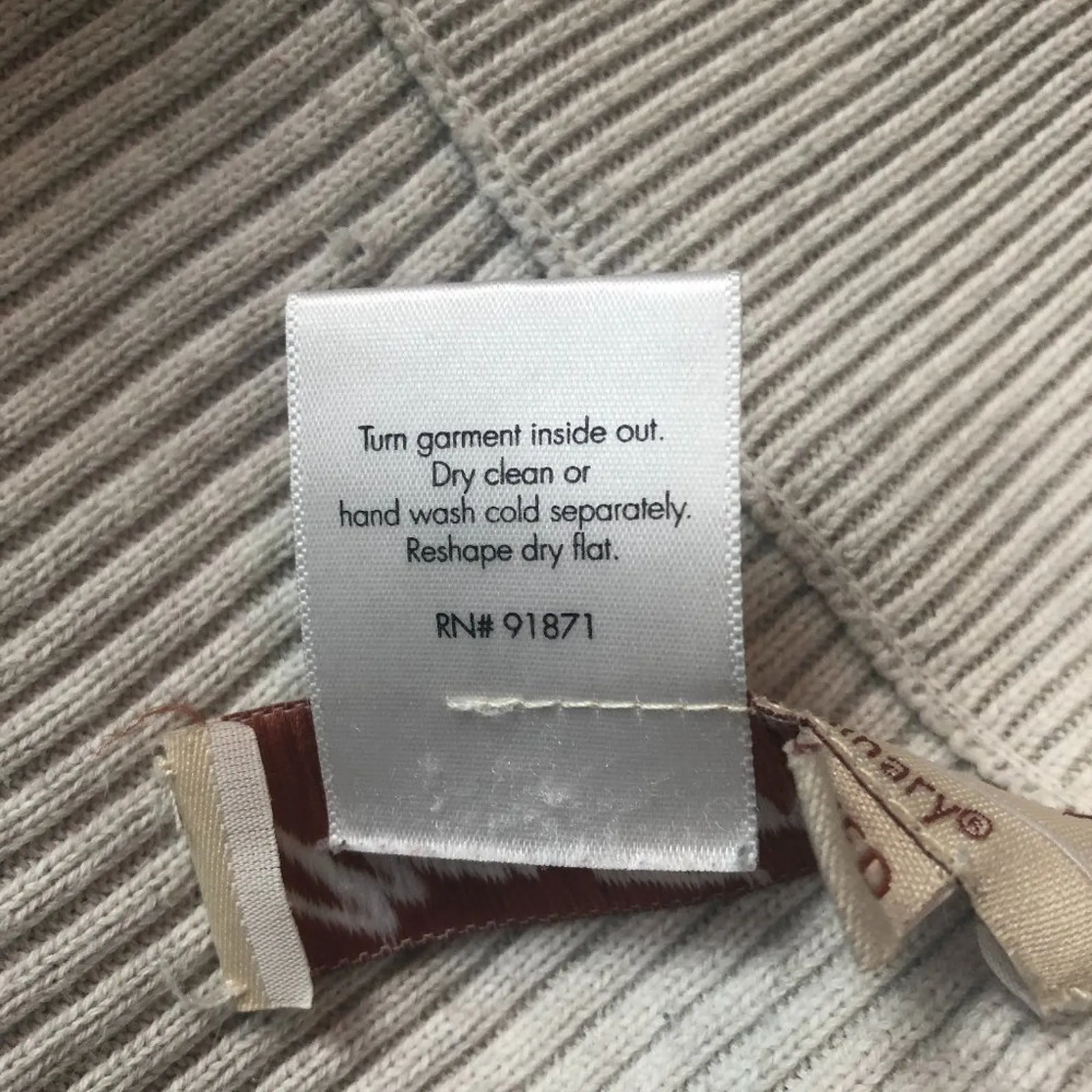 Norm Thompson Full Zip Cotton Ribbed Cream Sweater Size Medium - Image 9