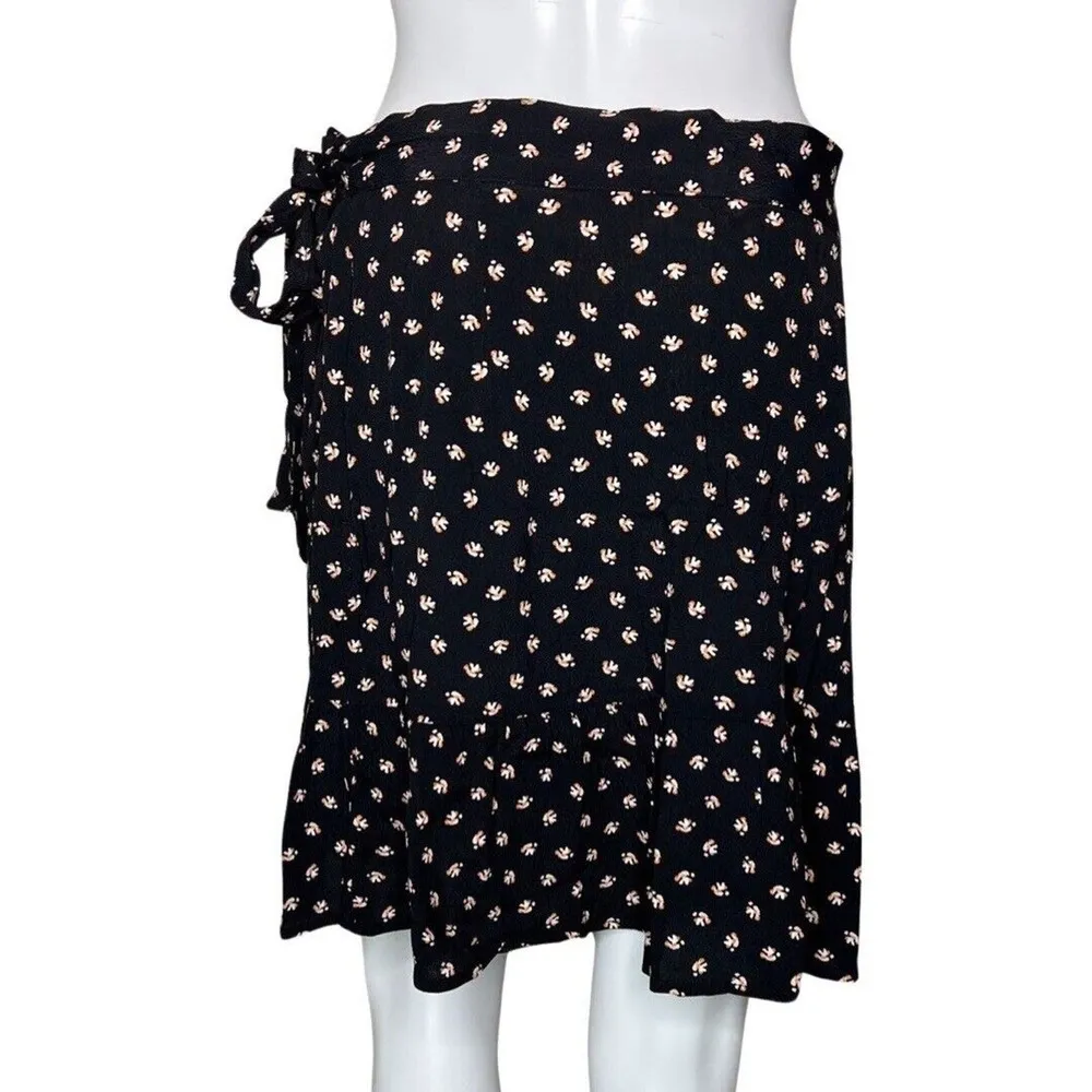 Gap Skirt Womens 8 Black Pink Floral Flower True Wrap Skirt Bohemian Cottagecore - Image 4
