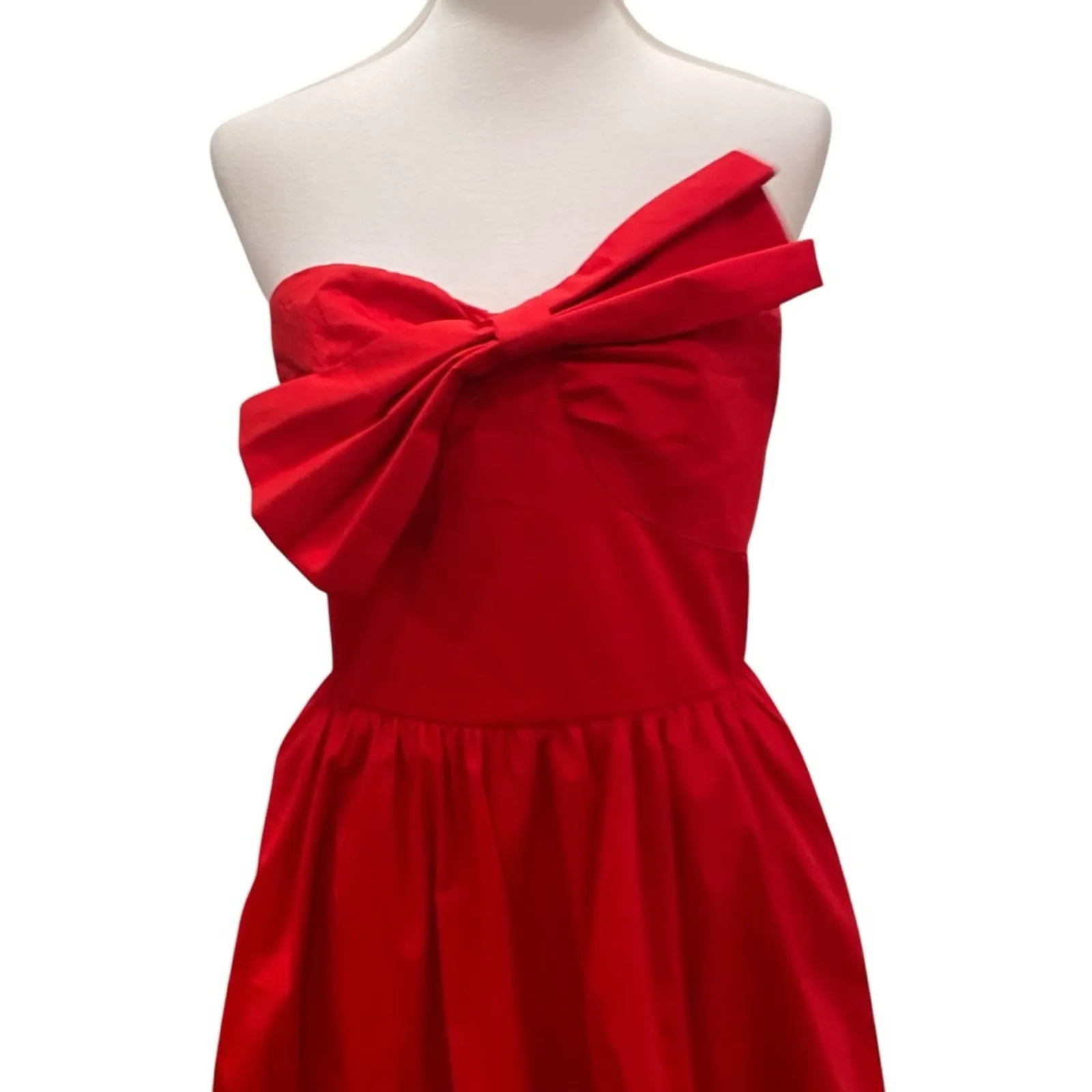 Fate Strapless Dress Large Midi Red Retro Cocktail Bow Party Valentine's Day 50s - Image 6