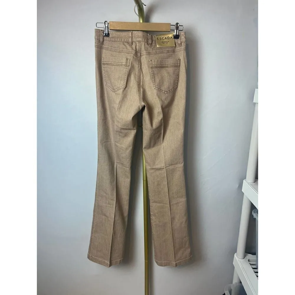 Escada Metallic Tobacco Brown Glitter Side Stripes Jeans Sz. 34 (US XS) Tan - Image 5