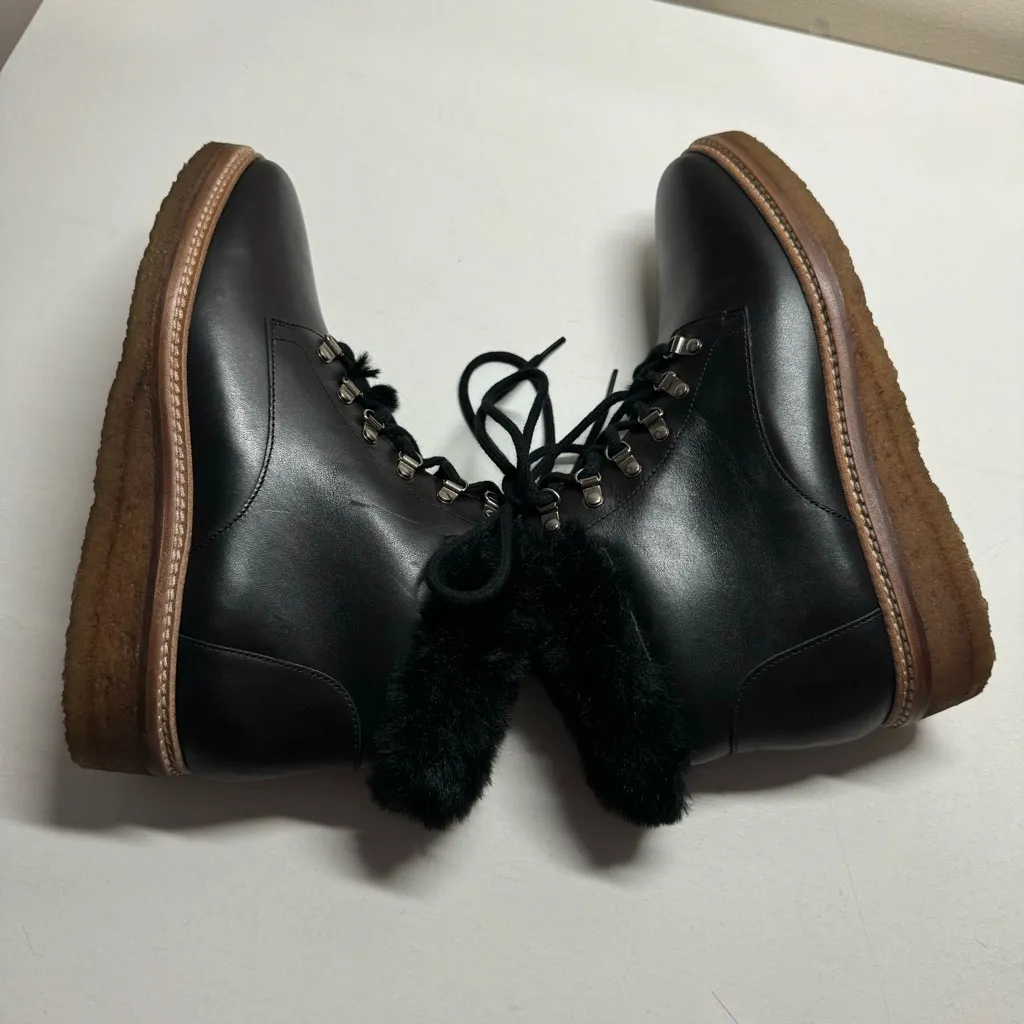Botkier  Winter Fur Trimmed Leather Ankle Boots‎ Size 8.5 - Image 5