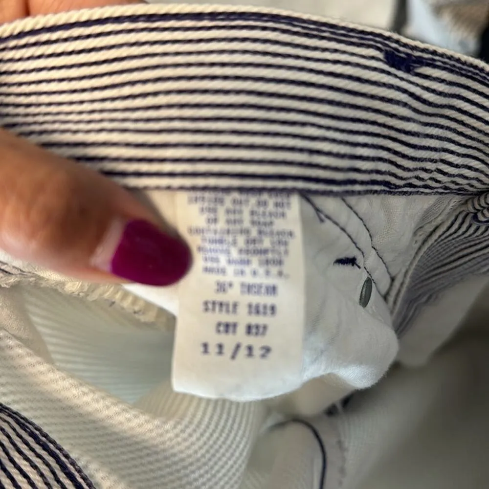 Vintage Roughrider blue white pin striped high waisted jeans western size 11 - Image 8