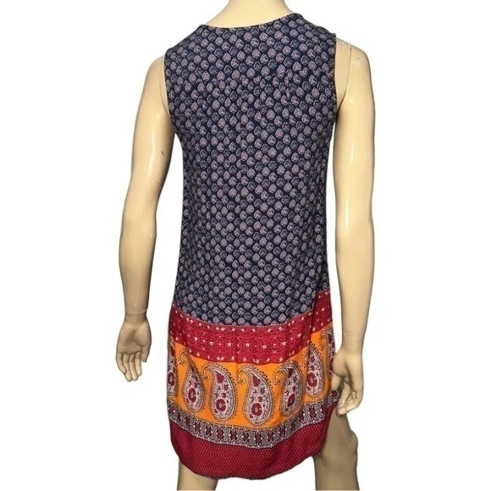 Beach Lunch Lounge Women’s Size S Indigo Blue Red Orange Tassel Saffi Tank Dress - Image 4