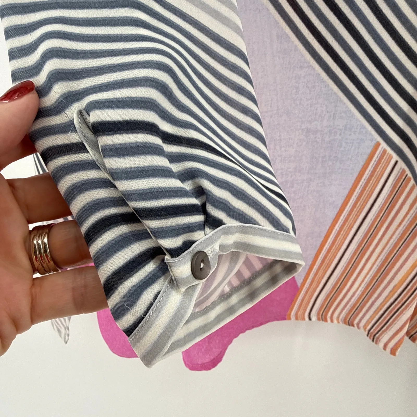 NWT NIC+ZOE 2X All Angles Multi Stripe Split Neck Long Sleeve Tunic Blouse - Image 3
