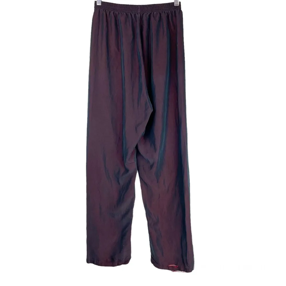 Vtg Y2K Holographic Trouser Pants High Rise Pull On Straight Wide Leg Sz Small Purple - Image 3