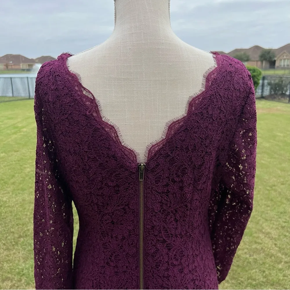 Adrianna Papell Burgundy Column Lace Gown - Image 7