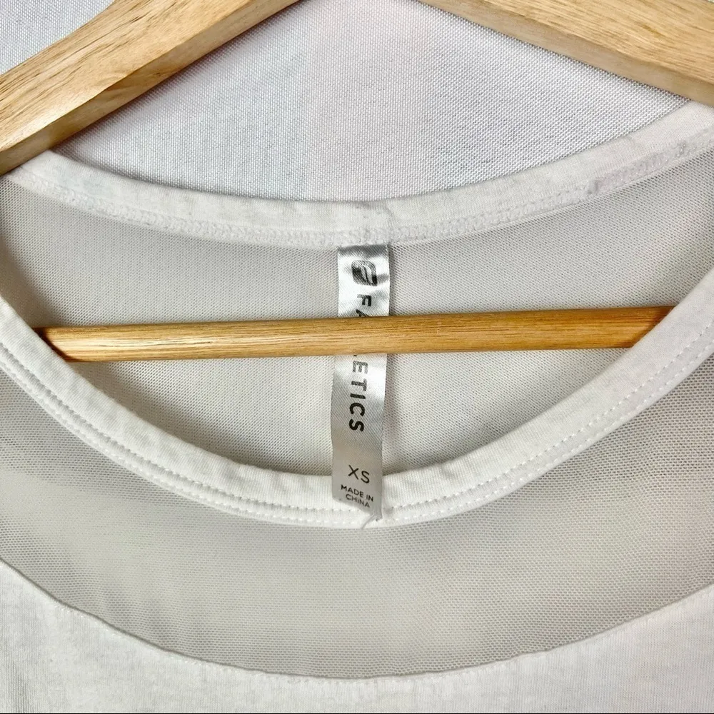 Fabletics White Mesh Oversized T-Shirt XS - Image 3