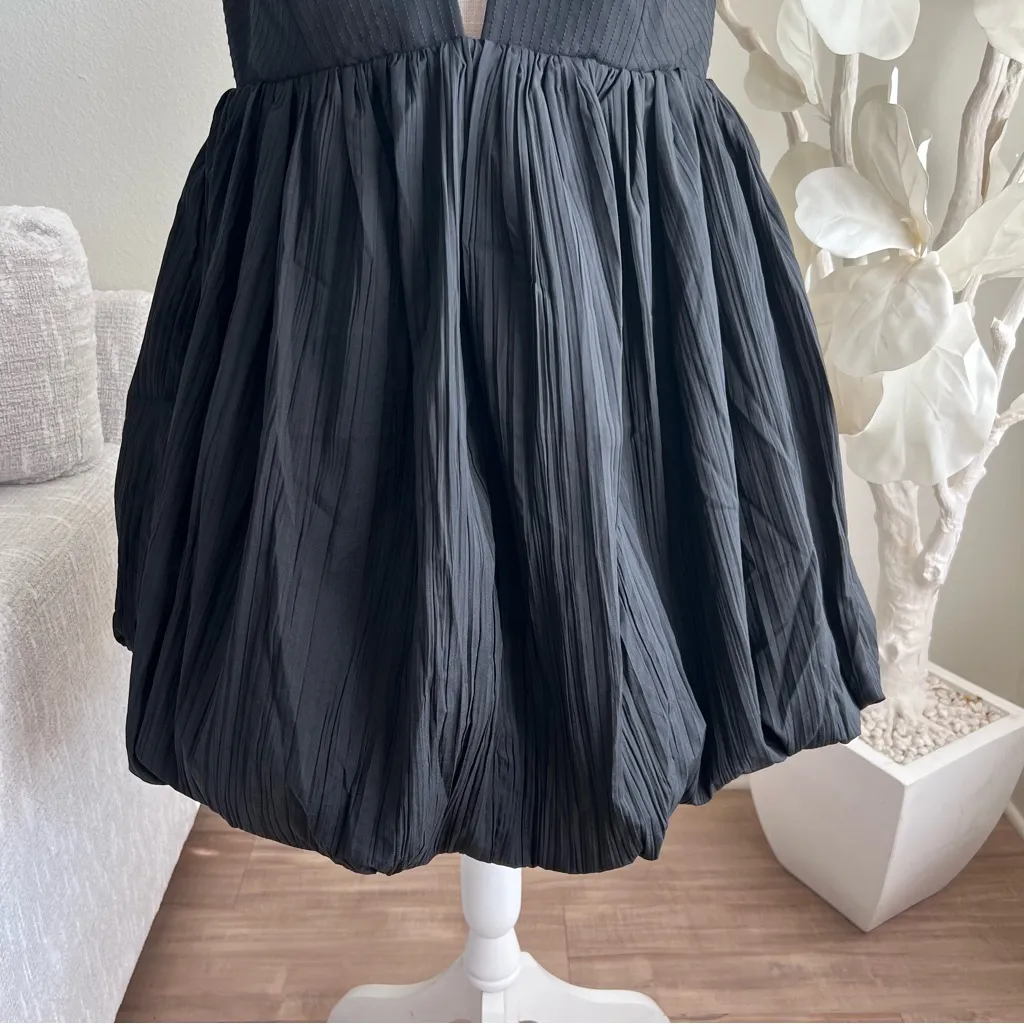 Acler Palermo Black Bubble Hem Spaghetti Straps Mini Dress Size 8 - Image 4