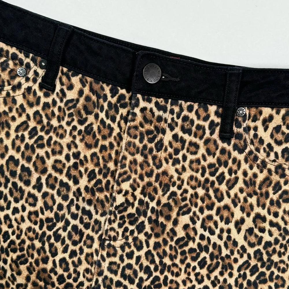 Alice + Olivia Jeans Queen of the Night Cotton Mini Skirt Leopard Print Size 30 - Image 8