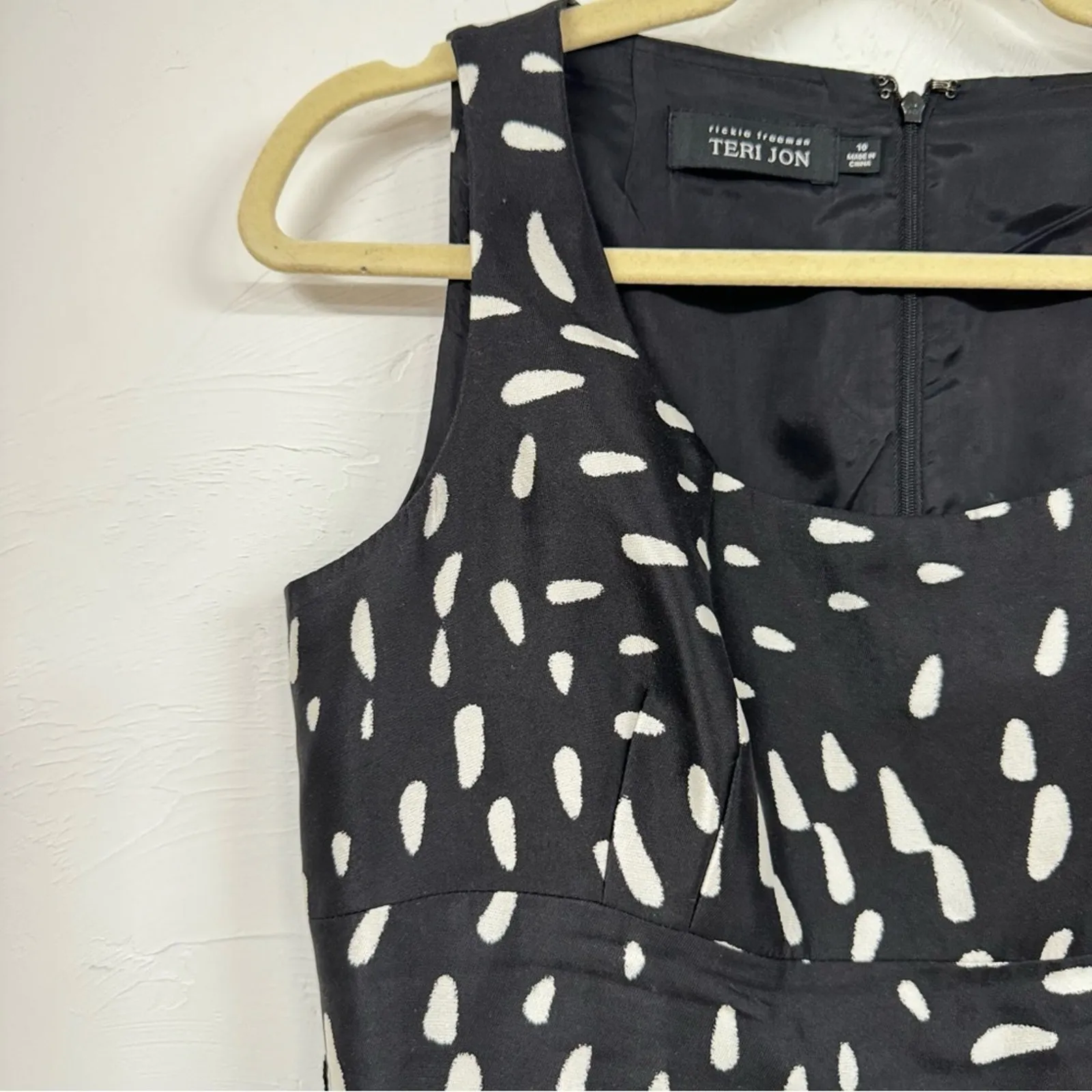 Rickie Freeman Teri Jon Black & White Polka Dot Fit & Flare Cocktail Dress 10 - Image 5