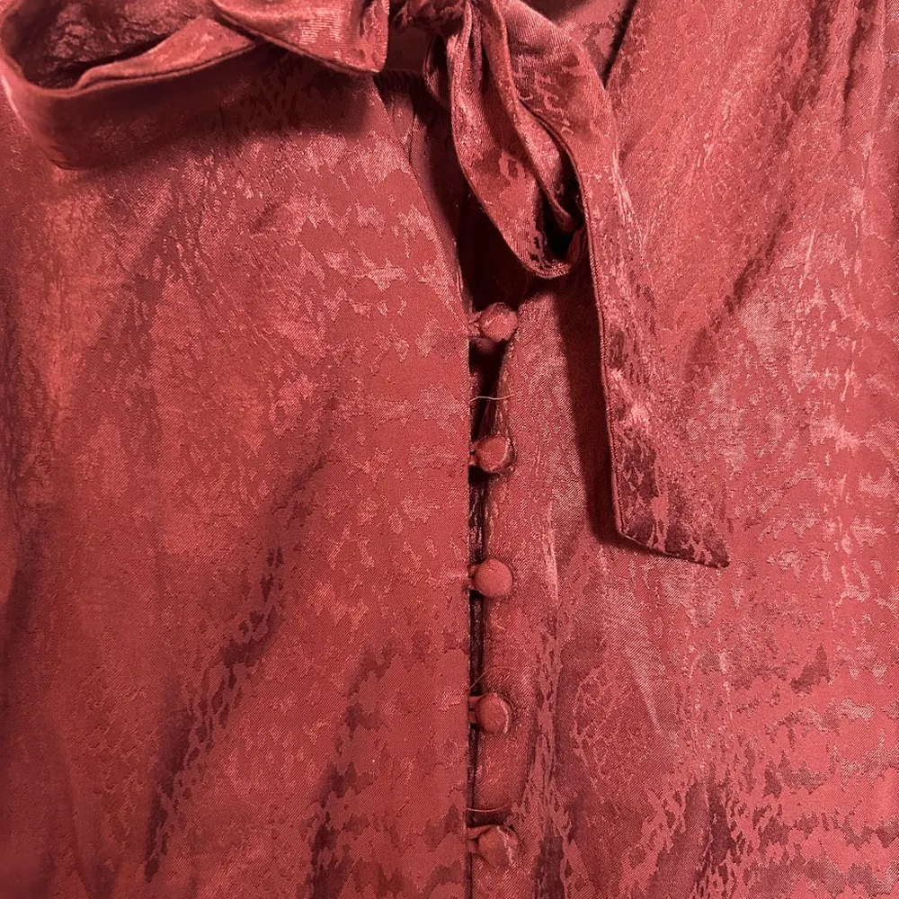 Long Sleeve Pussycat Bow Blouse Brown Size S - Image 6