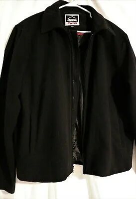 Mens Large Wool Blend Black Open Bottom Jacket AlpineSwiss JD Bomber Zipper Coat - Image 8